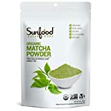 Sunfood Superfoods Matcha Green Tea Powder- Organic. For Lattes, Cooking, Baking and More. Unsweetened. 100% Pure Whole Leaf Green Tea. Culinary Grade. Natural Caffeine Coffee Substitute. 4 oz Bag