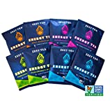 Zest Tea Energy Hot Tea Variety Pack, High Caffeine Blend Natural & Healthy Coffee Substitute, Perfect for Keto, Mini Sampler, 8 Sachets (4 Flavors), Compostable Teabags (No Plastic)