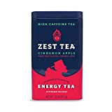 Zest Tea Premium Energy Hot Tea, High Caffeine Blend Natural & Healthy Traditional Coffee Substitute, Perfect for Keto, 150 mg Caffeine per Serving, Apple Cinnamon Black Tea, Tin of 15 Sachet Bags