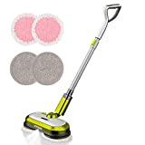 Cordless Electric Mop, Electric Spin Mop with LED Headlight and Water Spray, Up to 60 mins Powerful Floor Cleaner with 300ml Water Tank, Polisher for Hardwood, Tile Floors, Quiet Cleaning & Waxing