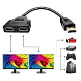 HDMI Splitter Cable Male 1080P to Dual HDMI Female 1 to 2 Way HDMI Splitter Adapter Cable for HDTV HD, LED, LCD, TV, Support Two TVs at The Same Time Black