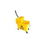 Ridgeyard 21Quart(5.28 Gallon) Side Press Mop Bucket with Wringer 4 Wheels Yellow Color Combo Bucket for Home Use