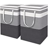 HomeHacks 2-Pack Large Laundry Basket,75L Each Waterproof, Freestanding Laundry Hamper, Collapsible Tall Clothes Hamper with Extended Handles for Clothes Toys in The Dorm and Family-Gradient Grey