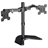 WALI Dual Monitor Stand, Free Standing Desk Mount for 2 Monitors up to 27 inch, 22 lbs. Weight Capacity per Arm, Fully Adjustable with Max VESA 100x100mm (MF002), Black
