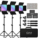 GVM RGB Video Lighting, 360°Full Color Led Video Light Kit with APP Control, 3 Packs 850D PRO Photography Lighting Kit CRI 97+ for Web Conference, YouTube, Gaming, Zoom, Aluminum Alloy Shell
