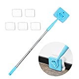 Baseboard Cleaner Tool with Handle 5 Reusable Cleaning Pads by No-Bending Mop Baseboard Cleaner Tool Long Handle Adjustable Baseboard Molding Tool for Bathroom Microfiber Cleaning
