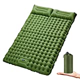Double Sleeping Pad for Camping Inflatable 2 Person Sleeping Mat with Built-in Pump, Foot Press Ultralight Extra Thick Camping Mat with Pillow for Backpacking, Traveling, Hiking, Durable & Waterproof…