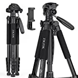 ZIKZOK 75 Inch Camera Tripod, Lightweight Travel Video Aluminum Tripod Stand with Cell Phone Mount for DSLR/SLR/DV with Bag (Weight 2.8Lbs/Load 11Lbs)
