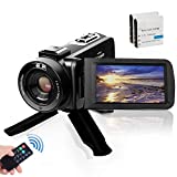 Video Camera Camcorder, Digital YouTube Vlogging Camera FHD 1080P 30FPS 24MP 16X Digital Zoom 3 Inch Touch Screen Video Recorder with Remote Control and Tripod, 2 Batteries