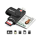 USB Smart Card Reader, CAC/DOD Military USB Card Reader, SDHC/SDXC/SD & Micro SD Memory Card Reader for SIM and MMC RS & 4.0, Compatible with Windows, Linux/Unix, MacOS X