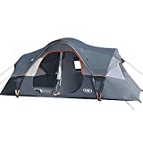 UNP Camping Tent 10-Person-Family Tents, Parties, Music Festival Tent, Big, Easy Up, 5 Large Mesh Windows, Double Layer, 2 Room, Waterproof, Weather Resistant, 18ft x 9ft x78in (Gray)