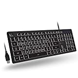 X9 Performance Large Key Keyboard Backlit - Easy to See and Type - Large Print Keyboard for Elderly or Visually Impaired - USB Wired Keyboard, 7 Color Backlit, Oversize Letters - Easy View Keyboard