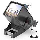 LED Lighted Illuminated Viewing for 35mm Slide and Positive Film Negatives,3X Magnification,USB Powered,Slide and Film Viewer,4AA Batteries Included