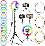 GerTong 12.6in Ring Light with Stand&Phone Holder, Selfie Ring Lights with Tripod Stand for TikTok YouTube Video Recording, LED Circle Lamp Tripod with Ring Light for iphone, Phones, Cameras