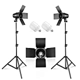 LimoStudio [2PACK] Photography Photo Studio Continuous LED Day Light Bulb Barndoor Light Stand Kit, AGG1698