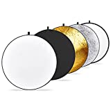 Neewer 43 Inch/110 Centimeter Light Reflector 5-in-1 Collapsible Multi-Disc with Bag - Translucent, Silver, Gold, White and Black for Studio Photography Lighting and Outdoor Lighting