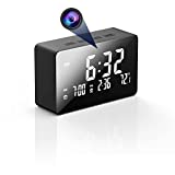 Hidden Camera Clock, WiFi Spy Camera 1080p Wireless Nanny Cam with Night Vision, Motion Detection, Room Thermometer, Camera Alarm Clock for Home Surveillance