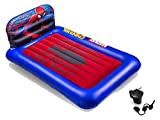 Living iQ Spider-Man Inflatable Kids Air Mattress with Pump, Disney Marvel Twin Bed with Headboard, Travel, Hotel & Camping, Lightweight, Leakproof, Waterproof, Puncture Resistant, 66'x42'x8.5'