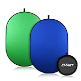 EMART Portable Green Screen Backdrop, 5 x 6.5ft Collapsible Pop Up Chromakey Background, 2-in-1 Fold Blue Greenscreen for Chair, Zoom Virtual, Home Office, Camera, Travel