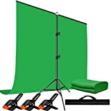 Heysliy Green Screen Backdrop with Stand Kit, 6.5 X 6.5 Ft Portable Green Screen Stand with 5 X 6.5 Ft Greenscreen for Streaming,Video Gaming,Zoom