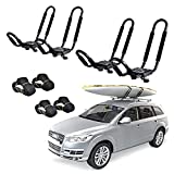 2 Pairs Kayak Roof Rack J-Bar Rack Sets with 4 Tie Down Cam Straps, Car Rack Double Kayak Carrier for Universal Crossbar, SUV, Truck