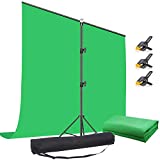 GiuMsi Green Screen Durable Polyester Backdrop (5x7ft) with Stand Kit , 5 X 6.5ft T-Shaped Stand Portable Collapsible Chromakey Easy to Install for Streaming, Gaming,Meeting, Video, Portrait Cutout