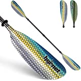 Hornet Watersports Graphic Fiberglass Kayak Paddle- Ideal for Touring, Fishing and Boating- 90.5 inches / 230CM Adjustable with Carbon Fiber Shaft (Blue Scales)