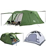 AYAMAYA Camping Tents for 6-8 Person with 2 Porch, Double Layer Waterproof 4 Season Tent with Strong Poles, Big Family Cabin Tent Consist of Flysheet & Inner Tent for Beach Backyard Outdoor Emergency