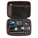 HSU Large Carrying Case for GoPro Hero 10,9, Hero 8,7,6,5,4,3 and Accessories, DJI Osmo Action,AKASO,Campark,YI Action Camera and More (Upgrade Sponge Precut Slots)