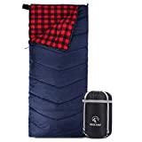 REDCAMP Cotton Flannel Sleeping Bag for Adults, XL 32/41/50F Comfortable, Envelope Sleeping Bag with Compression Sack, Red Plaid 3lbs(79'x33')