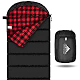 Cotton Flannel Sleeping Bag for Adults, Lightweight and Waterproof Sleeping Bag for Warm Weather with 100% Cotton Lining, Great for Camping Backpacking, Hiking, Travel, Indoor and Outdoor (Black/Red)