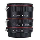Auto Focus Macro Extension Tube Set, Tosuny Metal Auto Focusing Macro Extension Lens Adapter Tube Rings Set Suitable for Canon EOS EF Mount