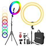 Neewer 18” RGB Ring Light with Stand, 42W Dimmable LED Ring Light with Phone Holder/Bi-Color 3200K–5600K/97+ CRI/0–360° Full Color/9 Scene Effects for Selfie Makeup Zoom Calls YouTube Video Shooting