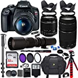 Canon EOS Rebel T7 DSLR Camera with 18-55mm is II Lens Bundle + Canon EF 75-300mm f/4-5.6 III Lens and 500mm Preset Lens + 32GB Memory + Filters + Monopod + Professional Bundle