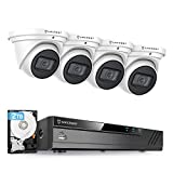 Amcrest 4K Security Camera System w/ 4K 8CH PoE NVR, (4) x 4K (8-Megapixel) IP67 Weatherproof Metal Turret Dome POE IP Cameras (3840x2160), Pre-Installed 2TB HDD, NV4108E-IP8M-T2599EW4-2TB (White)