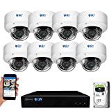 GW Security 8 Channel 4K NVR 5MP H.265 Video & Audio Security Camera System - 8 x Dome 5MP 1920P Weatherproof 2.8-12mm Varifocal Zoom IP PoE Cameras, Pre-Installed 4TB Hard Drive