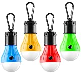 FLY2SKY Tent Lamp Portable LED Tent Light 4 Packs Clip Hook Hurricane Emergency Lights LED Camping Light Bulb Camping Tent Lantern Bulb for Camping Hiking Fishing Outage