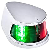 Red Green LED Marine Navigation Bow Light for Boats [USCG ABYC A-16 2NM][IP67 Waterproof][Chrome & ABS] 2 Nautical Mile Visibility Bicolor Navigation Boat Light for Pontoon Yacht Fishing Boat