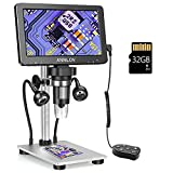 ANNLOV 7' LCD Digital Microscope with 32GB TF Card 1200X Maginfication 1080P Coin Microscope with Wired Remote,12MP Ultra-Precise Focusing Video Camera with 8 LED Fill Lights Windows/Mac Compatible