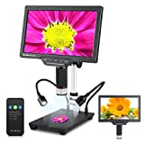 10.1' LCD Digital Microscope Adjustable Display Bracket, Koolertron 5X-1600X Magnification USB Electronic Microscope Camera with UV Filter HD IR Remote for Circuit PCB,Observing Coins/Plant/Rocks