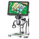 Elikliv 7'' LCD Digital Microscope 1200X, 1080P Coin Microscope with 12MP Camera Sensor, Wired Remote, 10 LED Lights, Soldering Electronic Microscope for Adult Kids, Compatible with Windows/Mac OS
