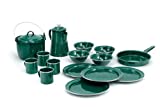 GSI Outdoors Pioneer Enamelware Camp Set with All Your Camping Needs for Four with Pot, Pan, Table Setting and Percolator in Durable and Classic Design