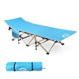 ARAER Camping Cot 450LBS (Max Load) Portable Foldable Outdoor Bed with Carry Bag for Adults Kids, Heavy Duty Cot for Traveling Gear Supplier, Office Nap, Beach Vocation and Home Lounging