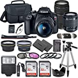 Canon EOS Rebel T7 DSLR Camera Bundle with Canon EF-S 18-55mm f/3.5-5.6 is II Lens + Canon EF 75-300mm f/4-5.6 III Lens + 2pc SanDisk 32GB Memory Cards + Accessory Kit