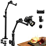 Obeamiu Camera Desk Mount Stand, 11 Inch Magic Arm with 1/4' Screw Thread, 15.5-25.5 Inch Tabletop Clamp Mount Stand for DSLR Camera Rig/Ring Light/Self Broadcasting /Live Streaming/Online Working