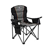 ALPHA CAMP Oversized Camping Folding Chair Heavy Duty Support 450 LBS Oversized Steel Frame Collapsible Padded Arm Chair with Cup Holder Quad Lumbar Back Chair Portable for Outdoor