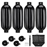 Affordura Boat Fender 4 Pack Boat Bumpers Fenders with 4 Ropes, Boat Bumpers for Pontoon Boat Fenders Inflatable, 5.5 inch