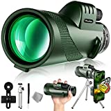 Pankoo 40X60 Monocular Telescope with Smartphone Holder & Tripod, 2021 Power Prism Compact Monoculars for Adults Kids HD Monocular Scope for Bird Watching Hunting Hiking Concert Travelling