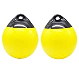 X-Haibei Pair of Boat Fenders Ball Round Anchor Buoy, Dock Bumper Ball Inflatable Vinyl A-Series Shield Protection Marine Mooring Buoy (Yellow, A25(D9.8* H12.2INCH))
