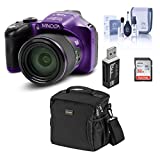 Minolta MN67Z 20MP Full HD Wi-Fi Bridge Camera with 67x Optical Zoom, Purple - Bundle with Shoulder Bag, 32GB SDHC Memory Card, Cleaning Kit, Card Reader
